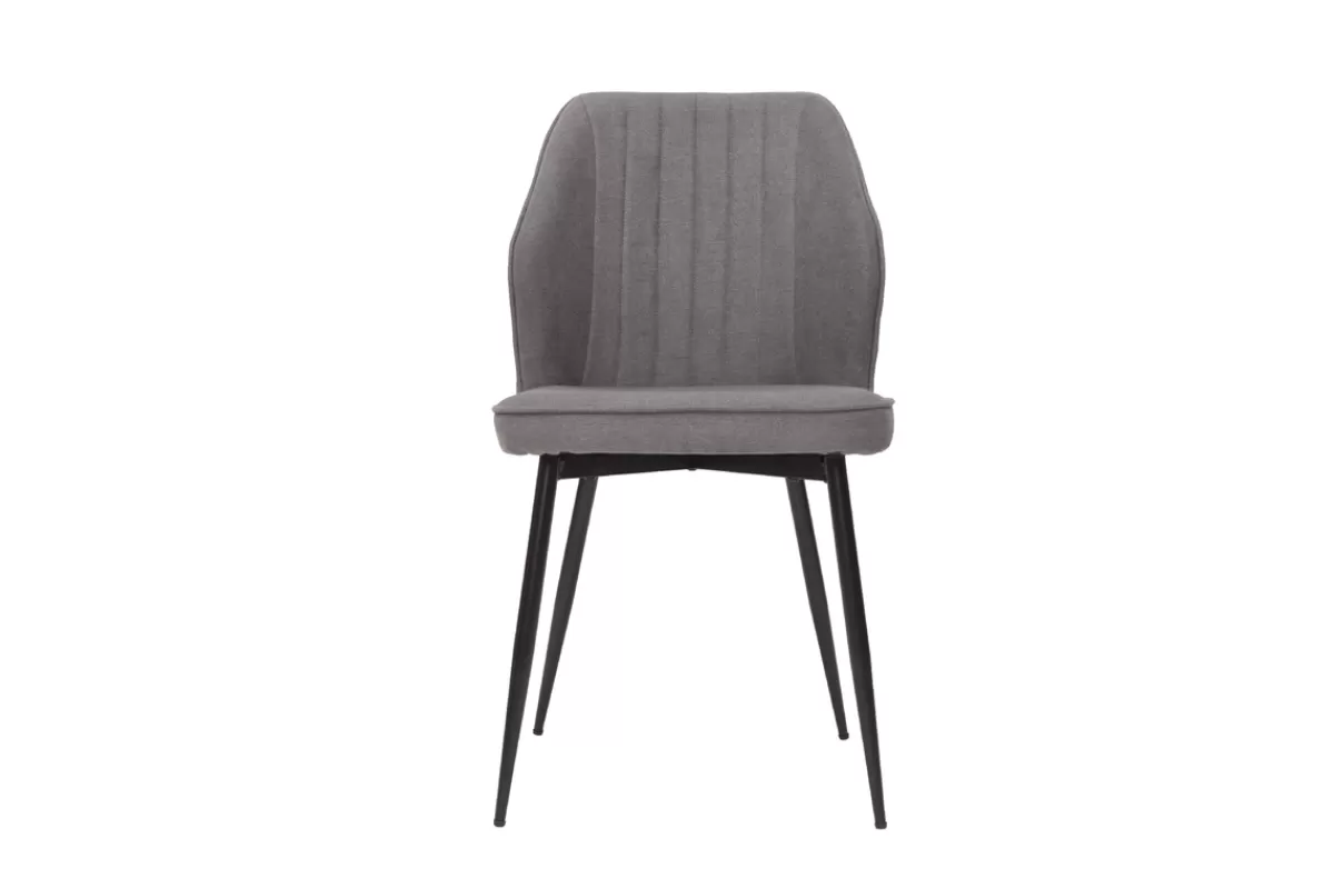 Miliboo Sillas Modernas-Set de 2 sillas de diseño de tejido efecto aterciopelado gris y metal negro FANETTE