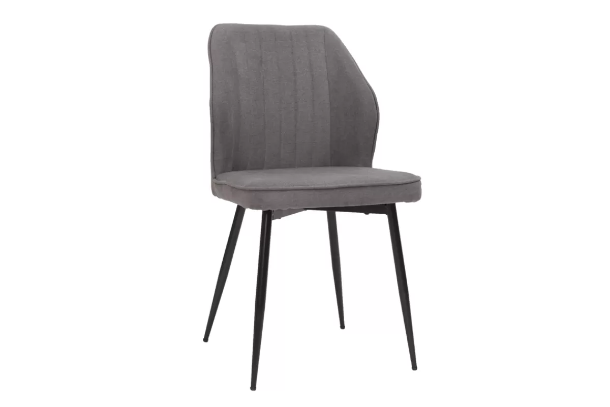 Miliboo Sillas Modernas-Set de 2 sillas de diseño de tejido efecto aterciopelado gris y metal negro FANETTE