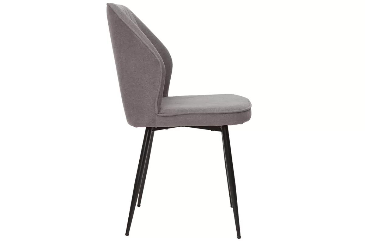 Miliboo Sillas Modernas-Set de 2 sillas de diseño de tejido efecto aterciopelado gris y metal negro FANETTE