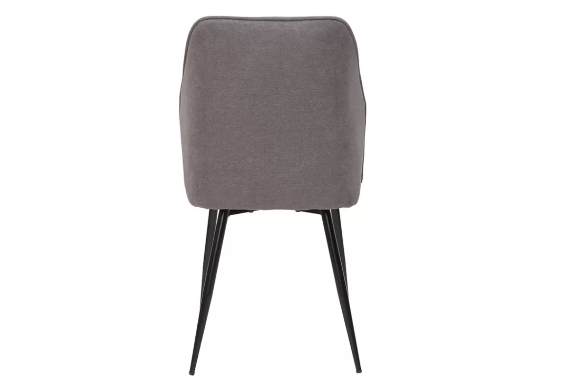 Miliboo Sillas Modernas-Set de 2 sillas de diseño de tejido efecto aterciopelado gris y metal negro FANETTE