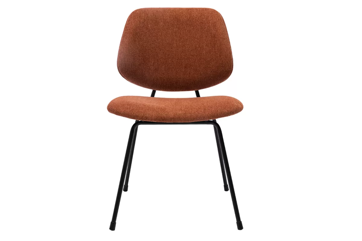 Miliboo Sillas Modernas-Set de 2 sillas de diseño de tejido efecto aterciopelado terracota y metal negro BARNET