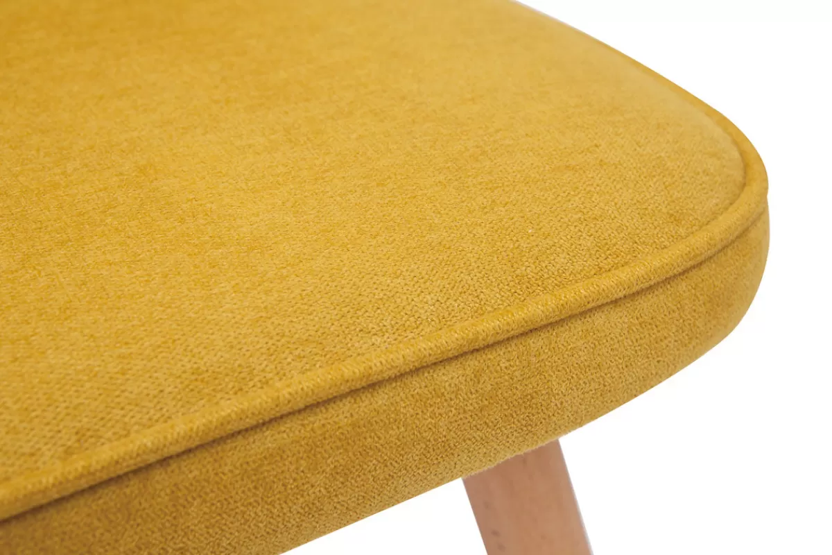 Miliboo Sillas Modernas-Set de 2 sillas de diseño de tela efecto aterciopelado amarillo mostaza con patas de madera clara maciza FANETTE