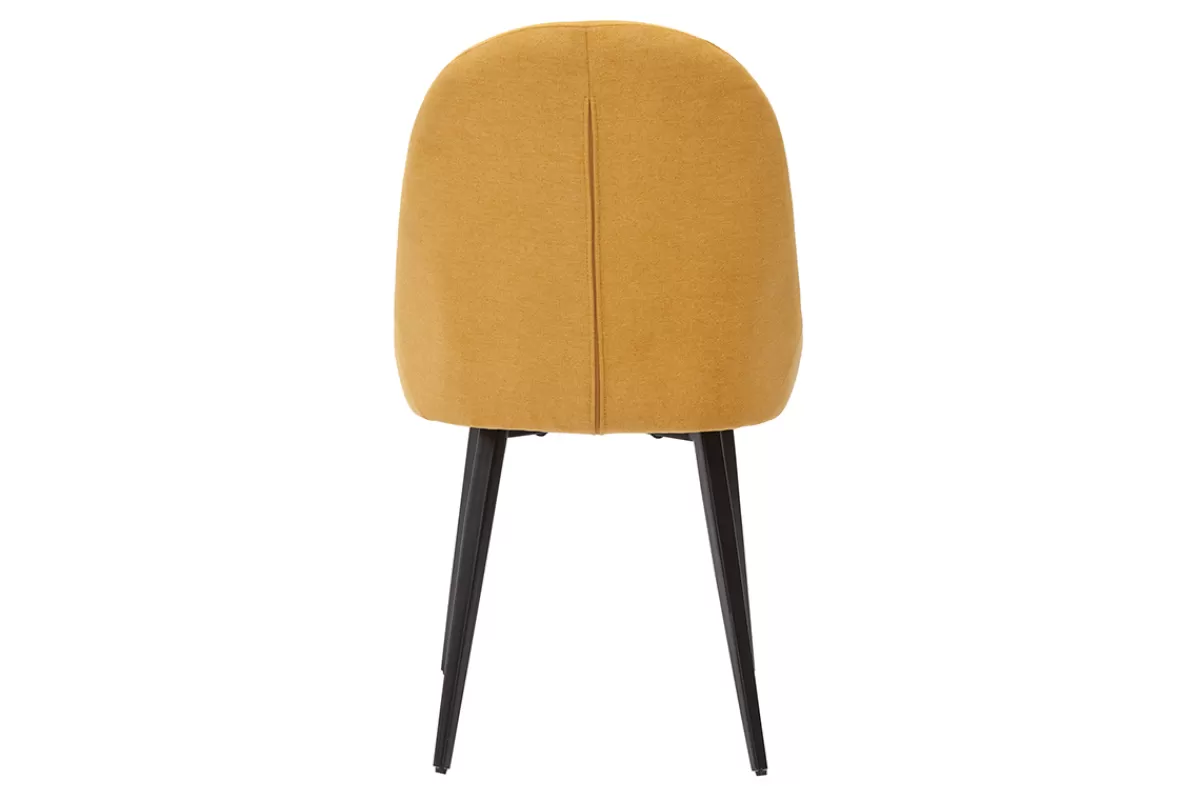 Miliboo Sillas Modernas-Set de 2 sillas de diseño de tela efecto aterciopelado amarillo mostaza y metal negro REEZ