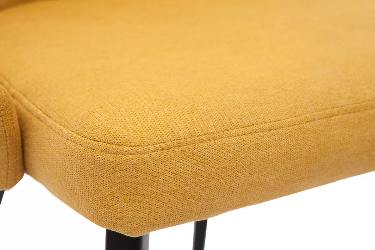Miliboo Sillas Modernas-Set de 2 sillas de diseño de tela efecto aterciopelado amarillo mostaza y metal negro REEZ