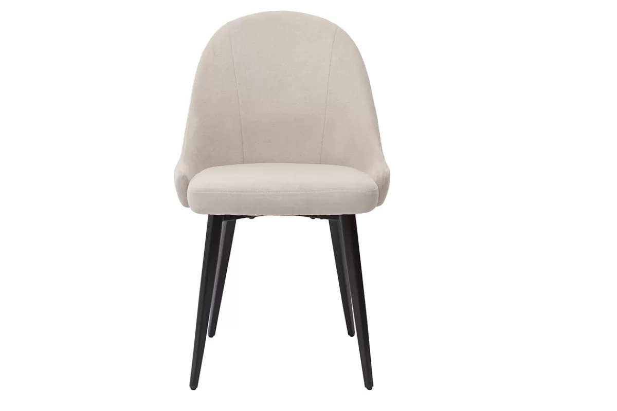 Miliboo Sillas Modernas-Set de 2 sillas de diseño de tela efecto aterciopelado beige y metal negro REEZ