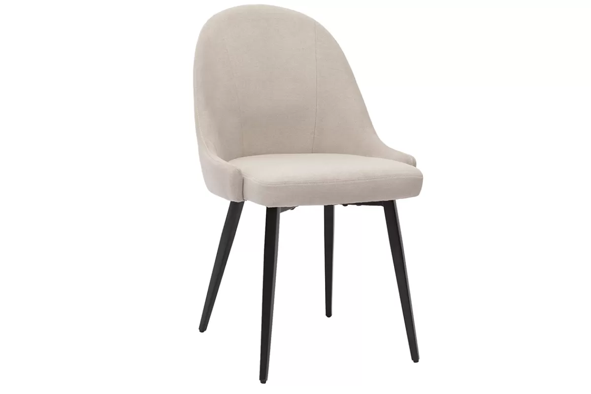 Miliboo Sillas Modernas-Set de 2 sillas de diseño de tela efecto aterciopelado beige y metal negro REEZ