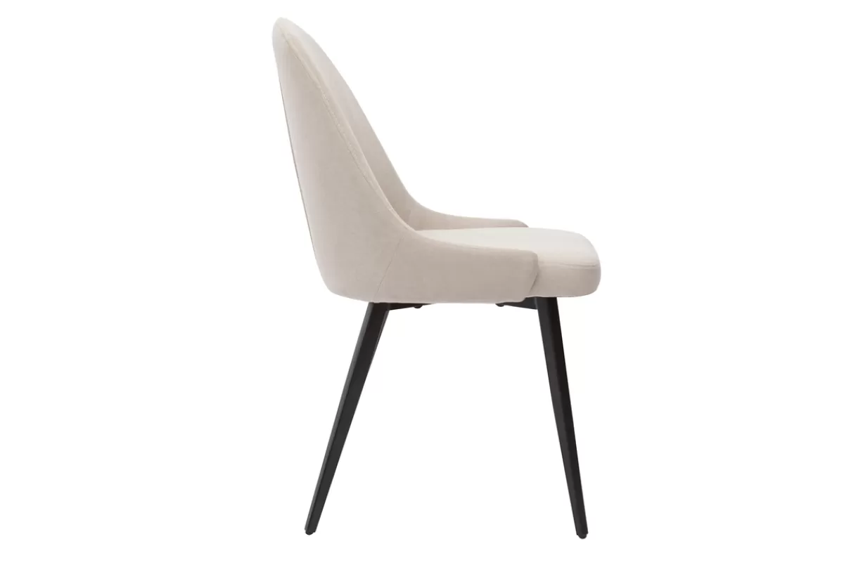 Miliboo Sillas Modernas-Set de 2 sillas de diseño de tela efecto aterciopelado beige y metal negro REEZ