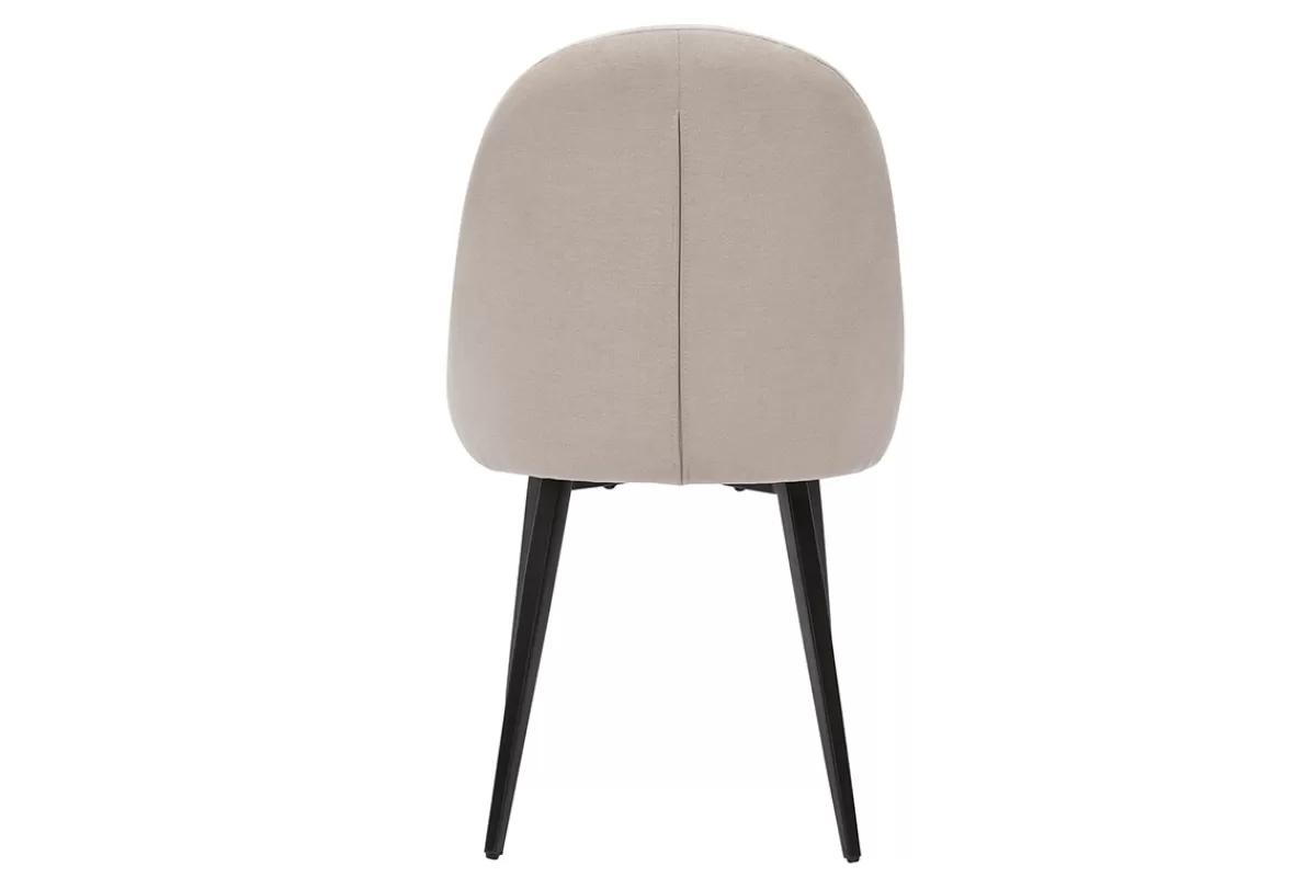 Miliboo Sillas Modernas-Set de 2 sillas de diseño de tela efecto aterciopelado beige y metal negro REEZ