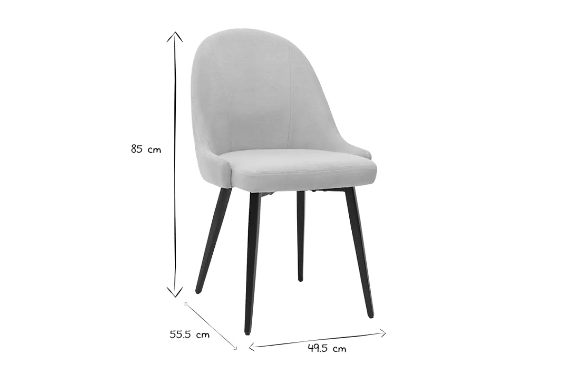 Miliboo Sillas Modernas-Set de 2 sillas de diseño de tela efecto aterciopelado beige y metal negro REEZ