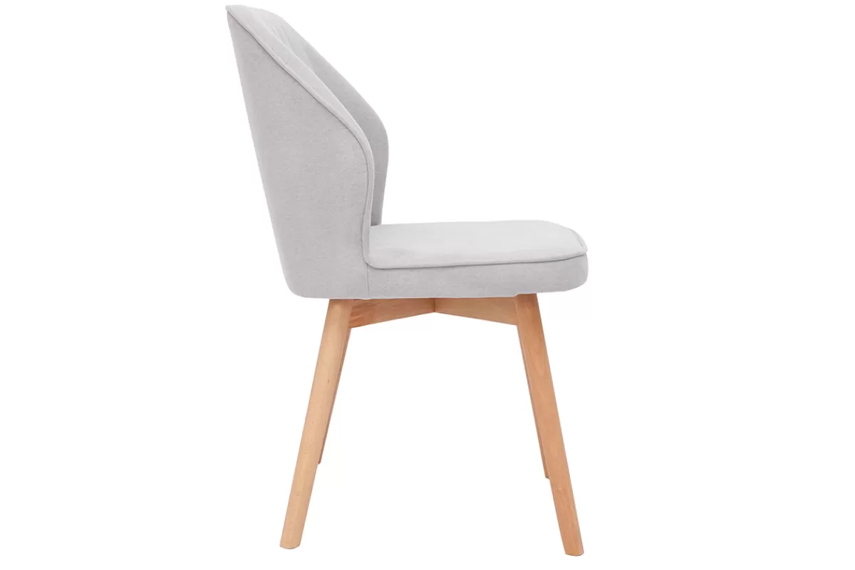 Miliboo Sillas Modernas-Set de 2 sillas de diseño de tela efecto aterciopelado gris y madera clara maciza FANETTE