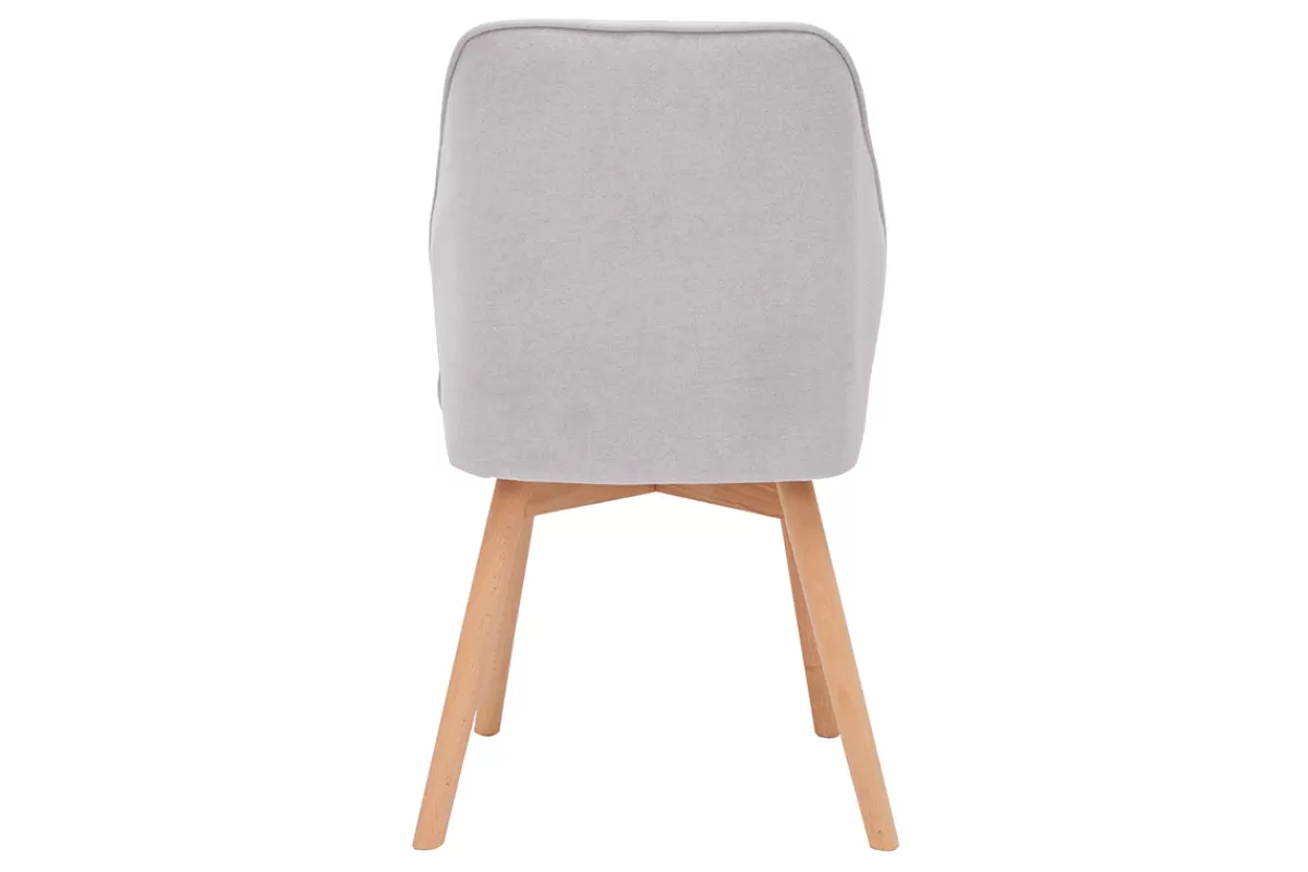 Miliboo Sillas Modernas-Set de 2 sillas de diseño de tela efecto aterciopelado gris y madera clara maciza FANETTE