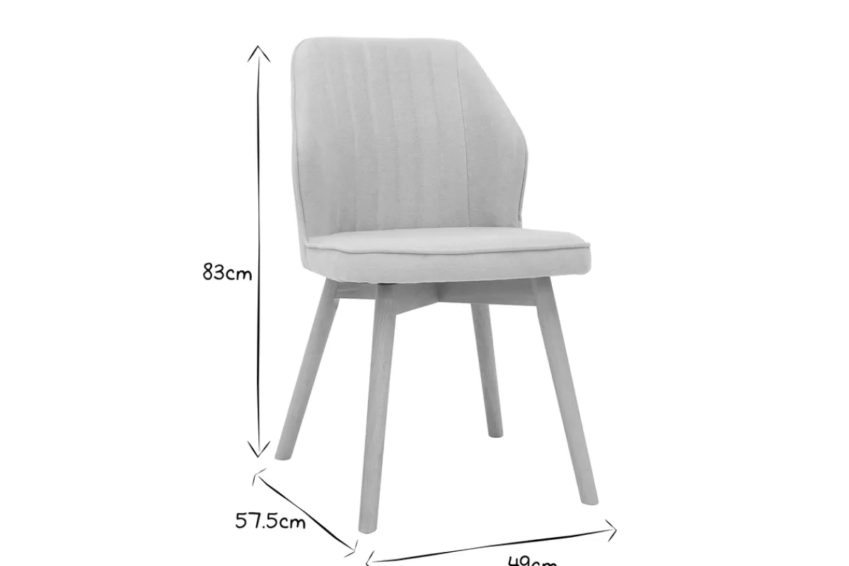 Miliboo Sillas Modernas-Set de 2 sillas de diseño de tela efecto aterciopelado gris y madera clara maciza FANETTE