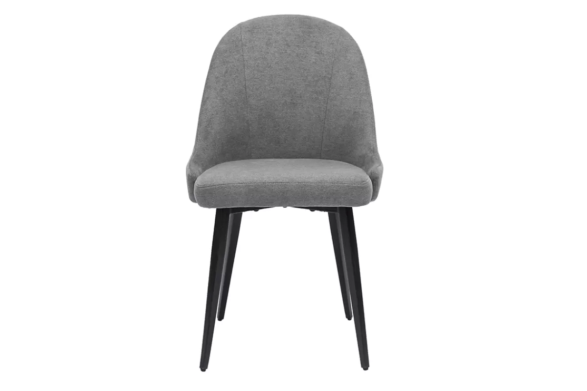 Miliboo Sillas Modernas-Set de 2 sillas de diseño de tela efecto aterciopelado gris y metal negro REEZ