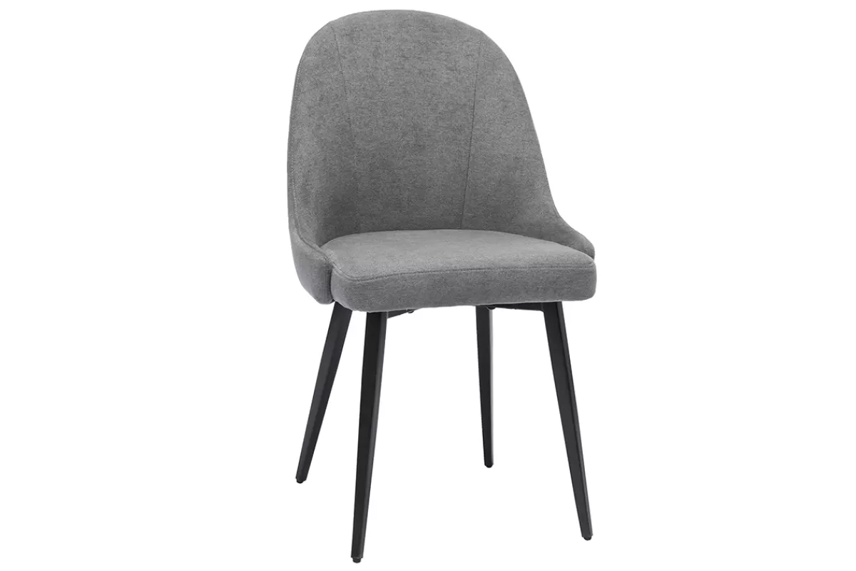 Miliboo Sillas Modernas-Set de 2 sillas de diseño de tela efecto aterciopelado gris y metal negro REEZ