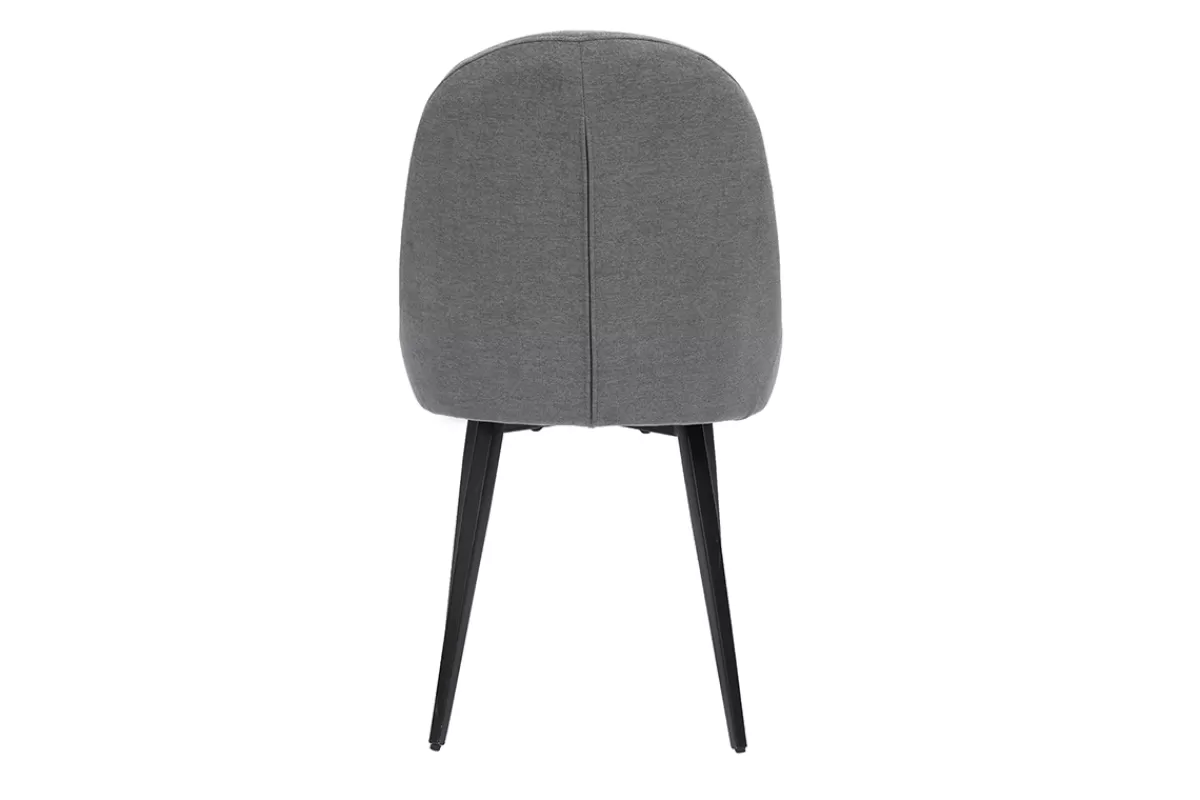 Miliboo Sillas Modernas-Set de 2 sillas de diseño de tela efecto aterciopelado gris y metal negro REEZ
