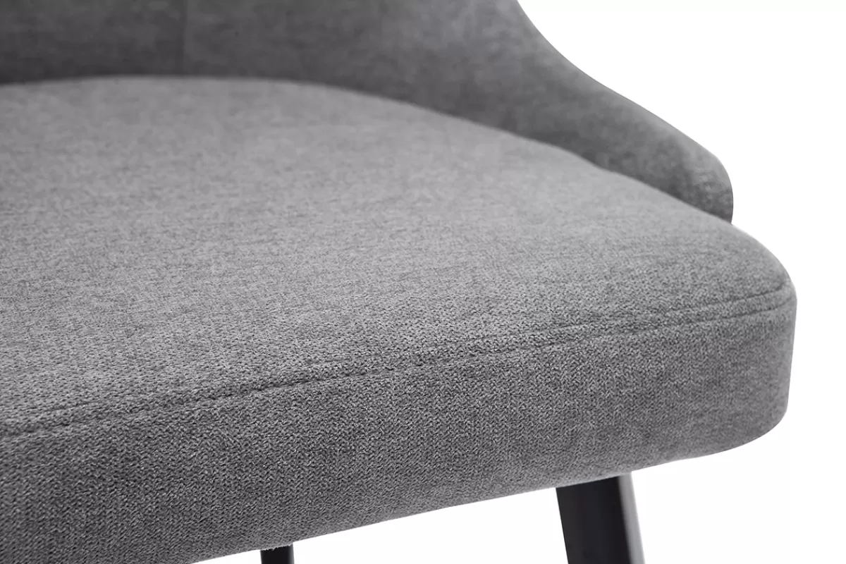 Miliboo Sillas Modernas-Set de 2 sillas de diseño de tela efecto aterciopelado gris y metal negro REEZ