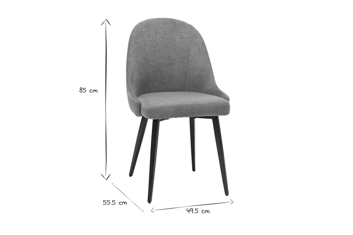 Miliboo Sillas Modernas-Set de 2 sillas de diseño de tela efecto aterciopelado gris y metal negro REEZ