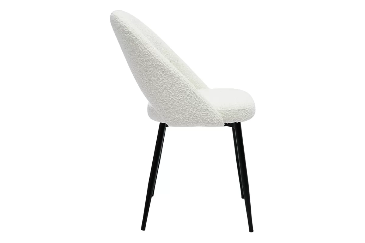 Miliboo Sillas Modernas-Set de 2 sillas de diseño de tela efecto borreguillo blanco y metal negro COSETTE