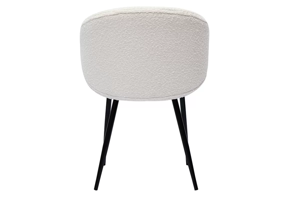 Miliboo Sillas Modernas-Set de 2 sillas de diseño de tela efecto borreguillo color crudo y metal negro ROSALIE