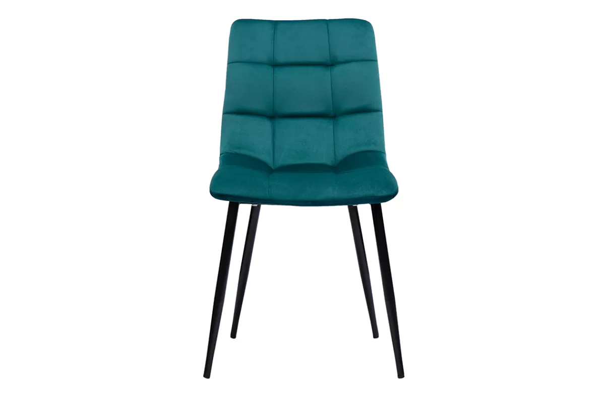 Miliboo Sillas Modernas-Set de 2 sillas de diseño de terciopelo azul petróleo y metal negro MAXWELL