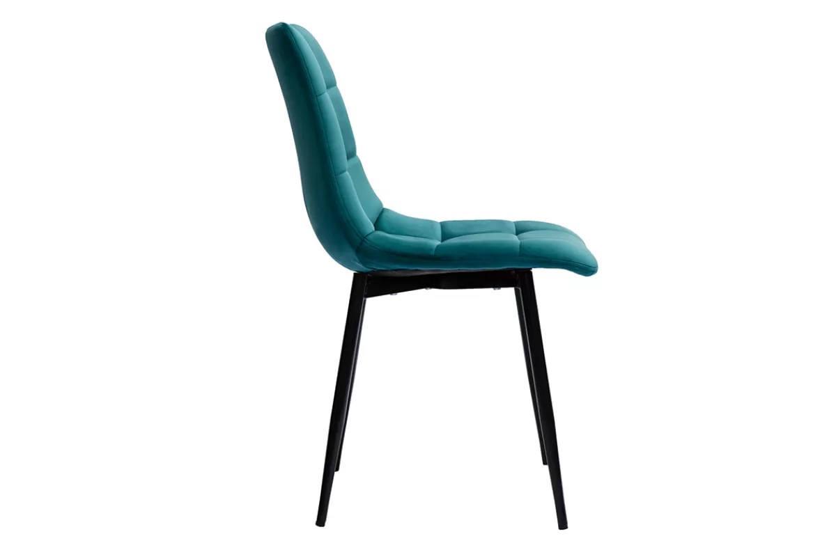 Miliboo Sillas Modernas-Set de 2 sillas de diseño de terciopelo azul petróleo y metal negro MAXWELL