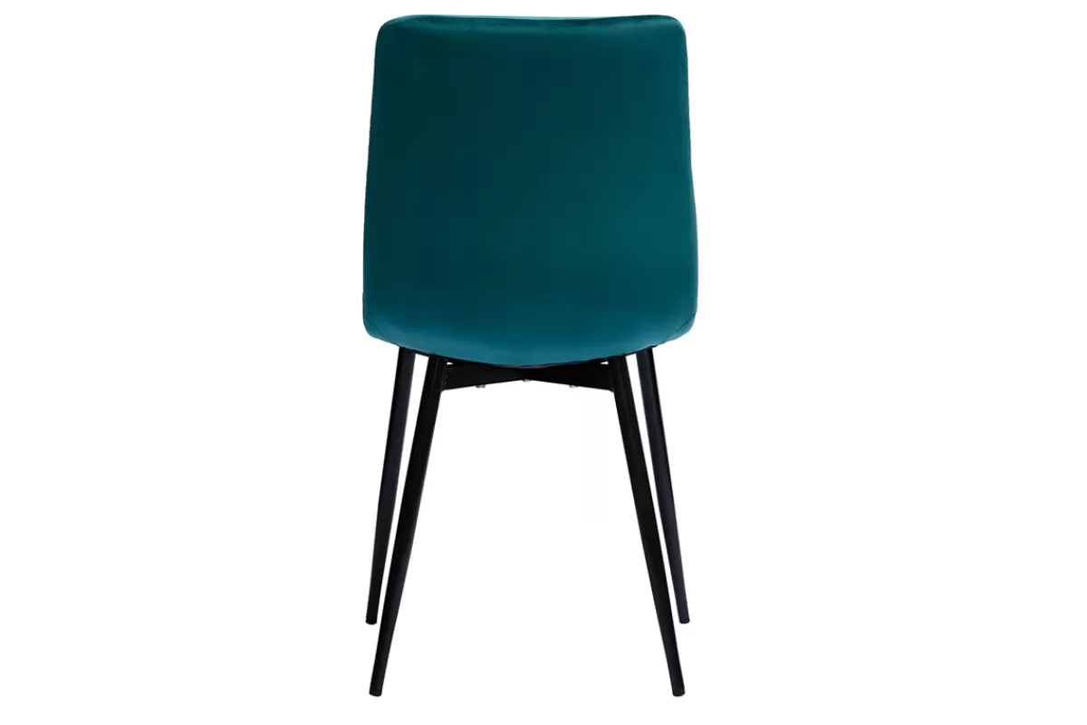 Miliboo Sillas Modernas-Set de 2 sillas de diseño de terciopelo azul petróleo y metal negro MAXWELL
