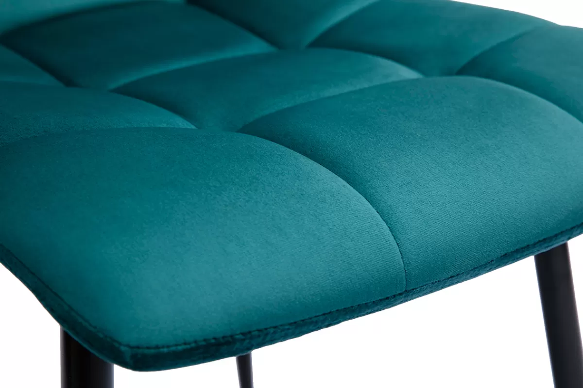 Miliboo Sillas Modernas-Set de 2 sillas de diseño de terciopelo azul petróleo y metal negro MAXWELL