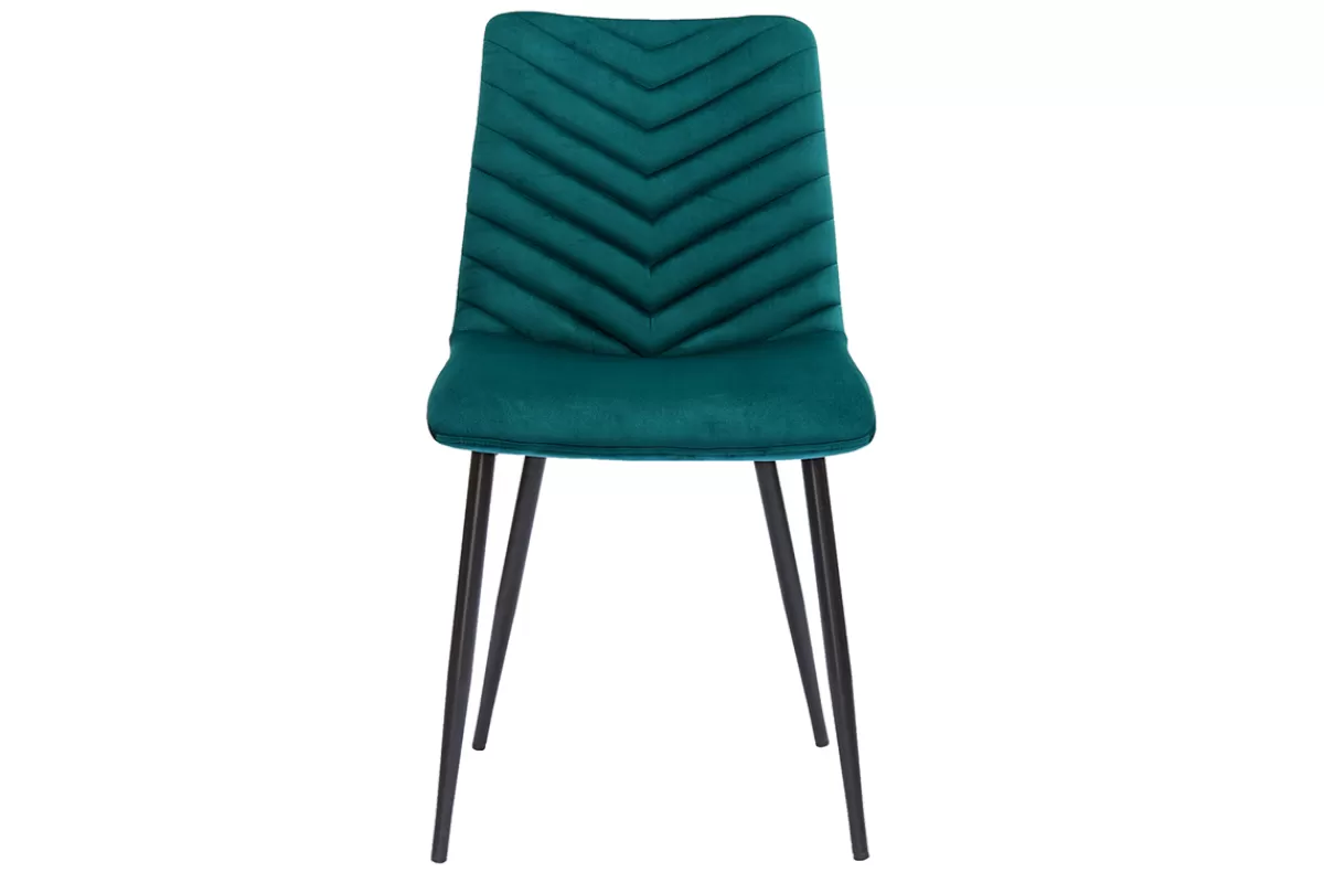 Miliboo Sillas Modernas-Set de 2 sillas de diseño de terciopelo azul petróleo y metal negro PUMPKIN