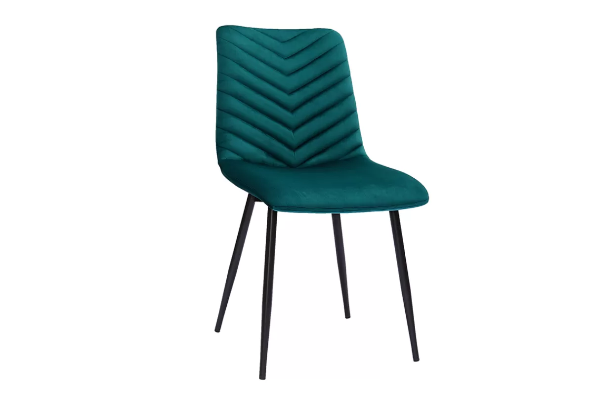 Miliboo Sillas Modernas-Set de 2 sillas de diseño de terciopelo azul petróleo y metal negro PUMPKIN