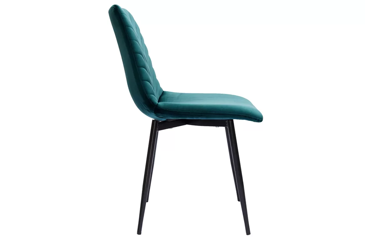 Miliboo Sillas Modernas-Set de 2 sillas de diseño de terciopelo azul petróleo y metal negro PUMPKIN