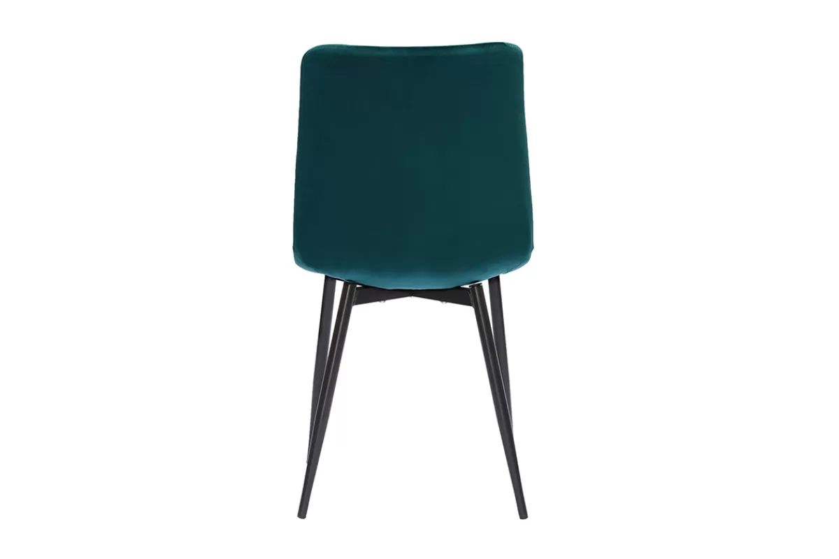 Miliboo Sillas Modernas-Set de 2 sillas de diseño de terciopelo azul petróleo y metal negro PUMPKIN