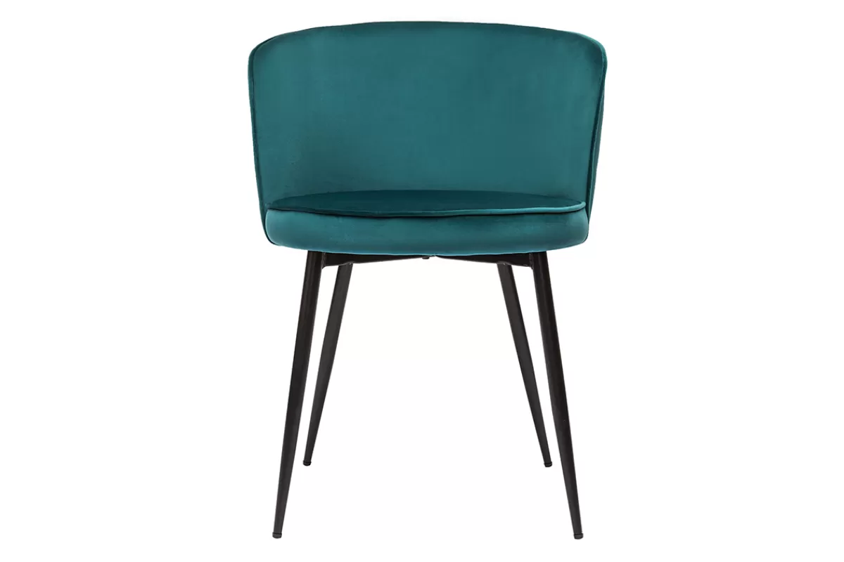 Miliboo Sillas Modernas-Set de 2 sillas de diseño de terciopelo azul petróleo y metal negro SERIF