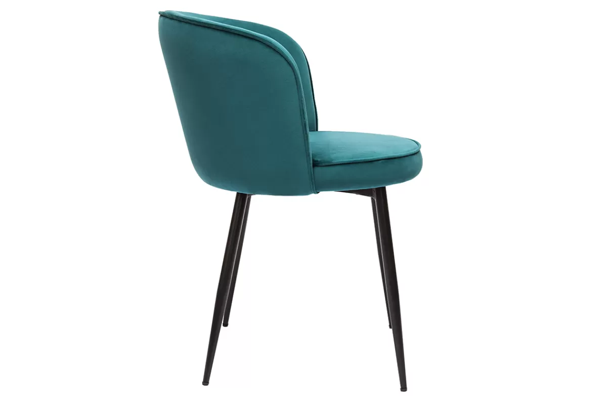 Miliboo Sillas Modernas-Set de 2 sillas de diseño de terciopelo azul petróleo y metal negro SERIF