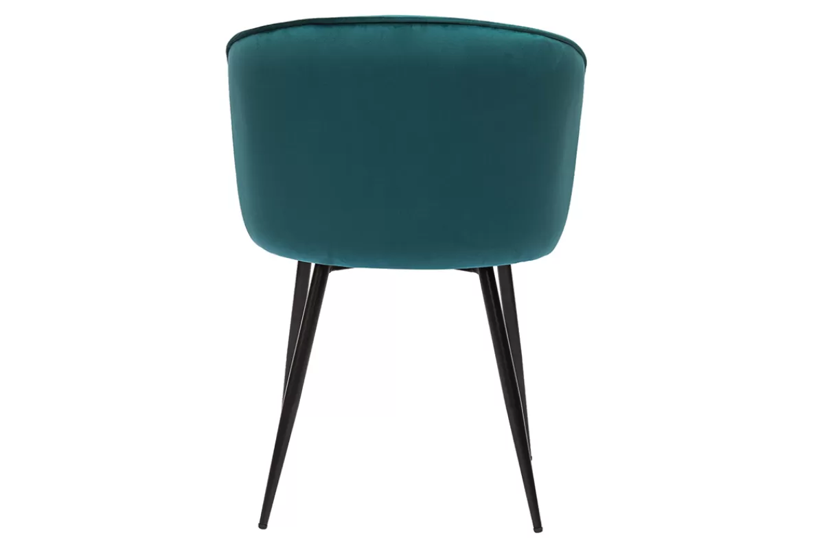 Miliboo Sillas Modernas-Set de 2 sillas de diseño de terciopelo azul petróleo y metal negro SERIF