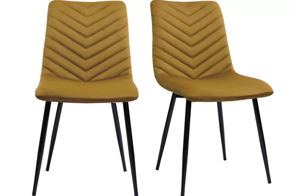 Miliboo Sillas Modernas-Set de 2 sillas de diseño de terciopelo bronce y metal negro PUMPKIN