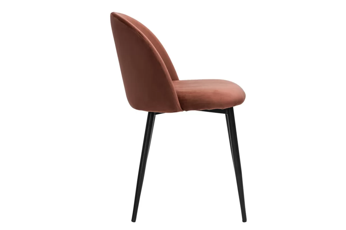 Miliboo Sillas Modernas-Set de 2 sillas de diseño de terciopelo color terracota y metal negro CELESTE