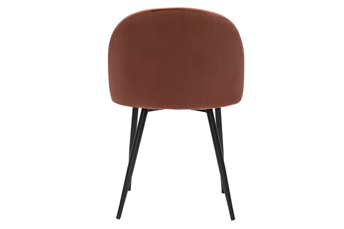 Miliboo Sillas Modernas-Set de 2 sillas de diseño de terciopelo color terracota y metal negro CELESTE