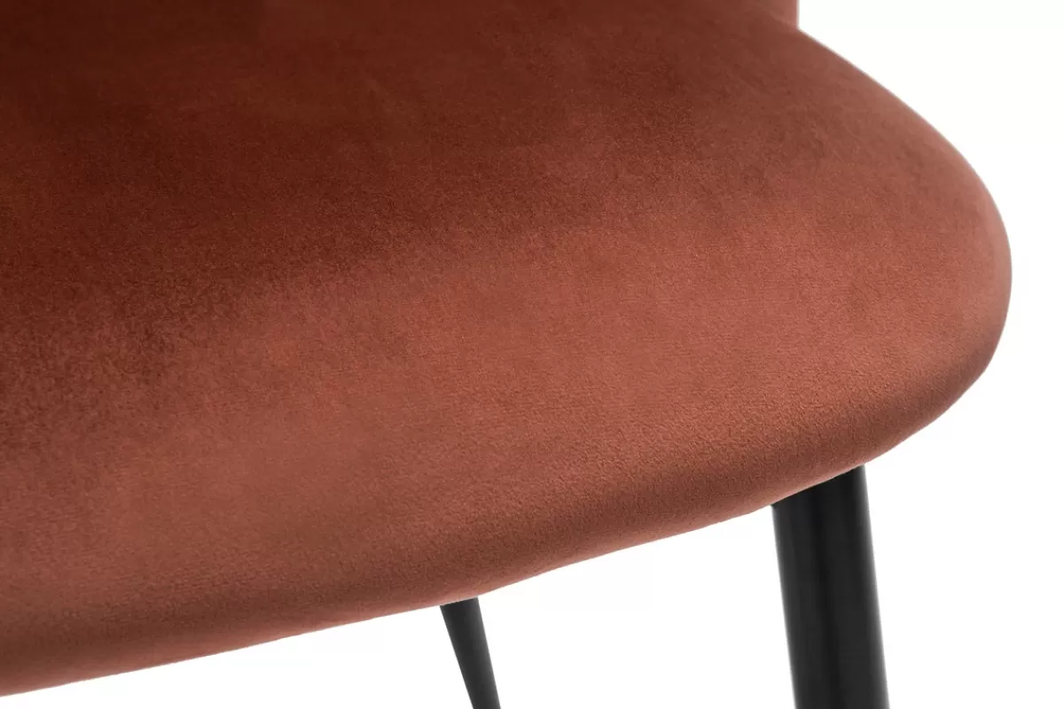 Miliboo Sillas Modernas-Set de 2 sillas de diseño de terciopelo color terracota y metal negro CELESTE