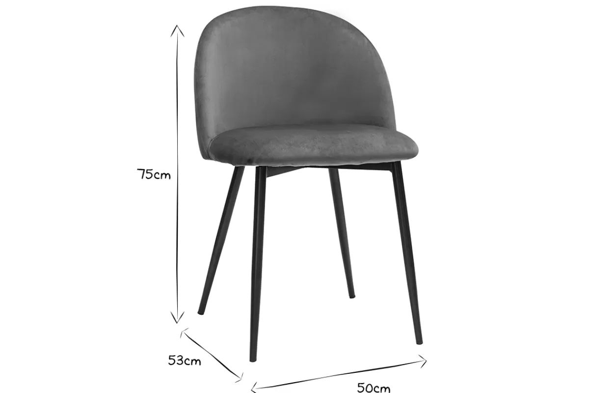 Miliboo Sillas Modernas-Set de 2 sillas de diseño de terciopelo color terracota y metal negro CELESTE