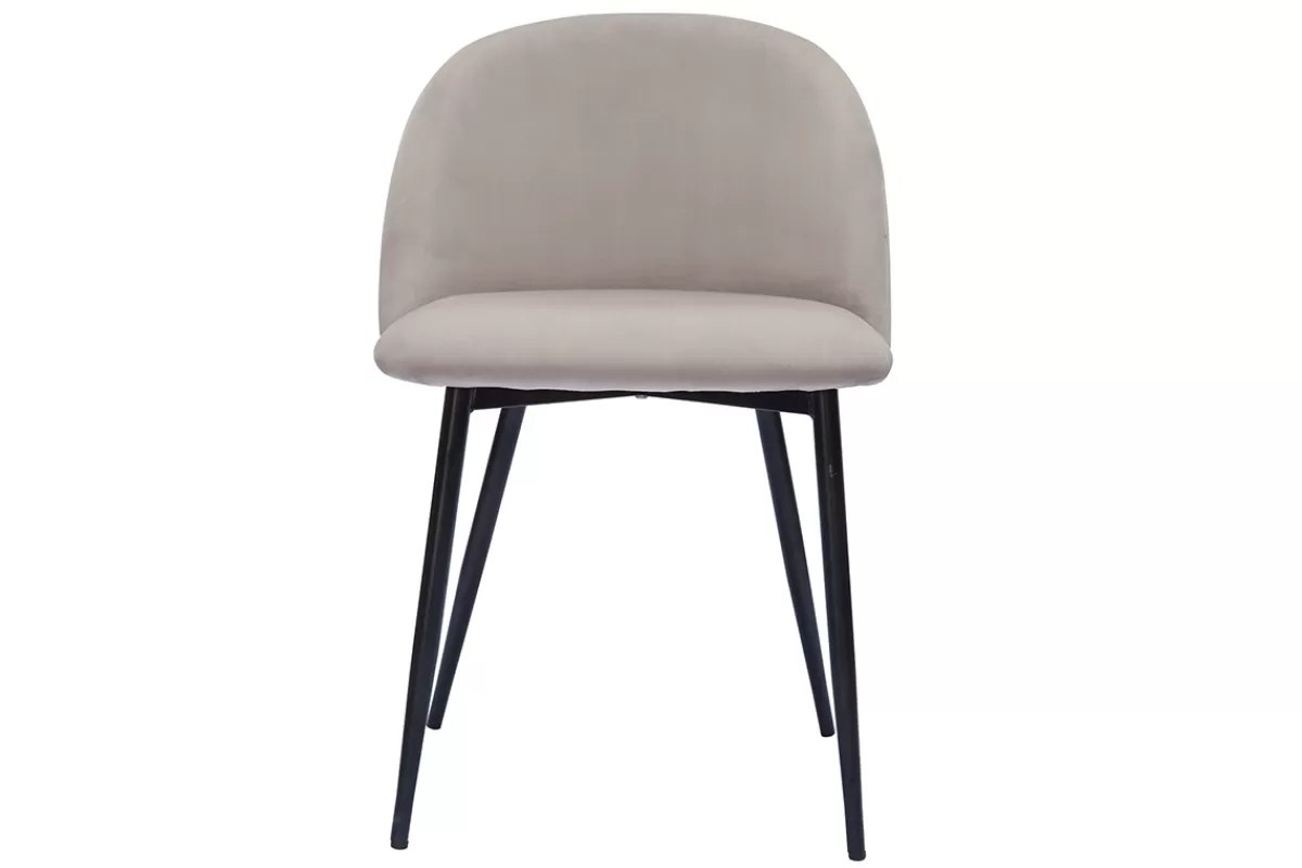 Miliboo Sillas Modernas-Set de 2 sillas de diseño de terciopelo color topo y metal negro CELESTE