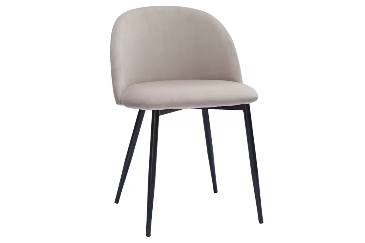 Miliboo Sillas Modernas-Set de 2 sillas de diseño de terciopelo color topo y metal negro CELESTE