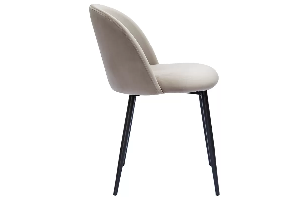 Miliboo Sillas Modernas-Set de 2 sillas de diseño de terciopelo color topo y metal negro CELESTE