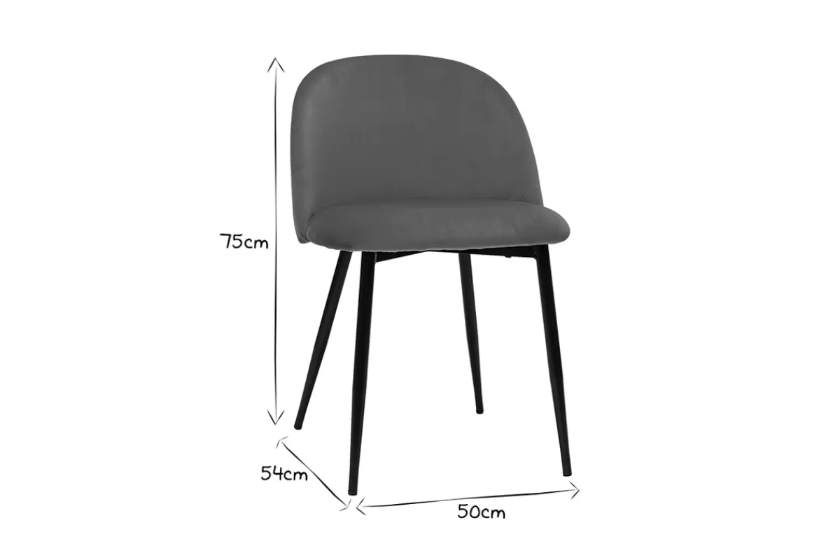 Miliboo Sillas Modernas-Set de 2 sillas de diseño de terciopelo color topo y metal negro CELESTE