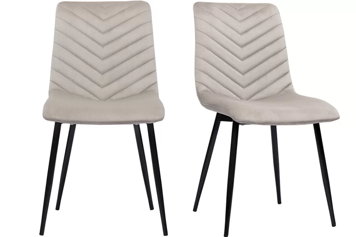 Miliboo Sillas Modernas-Set de 2 sillas de diseño de terciopelo color topo y metal negro PUMPKIN