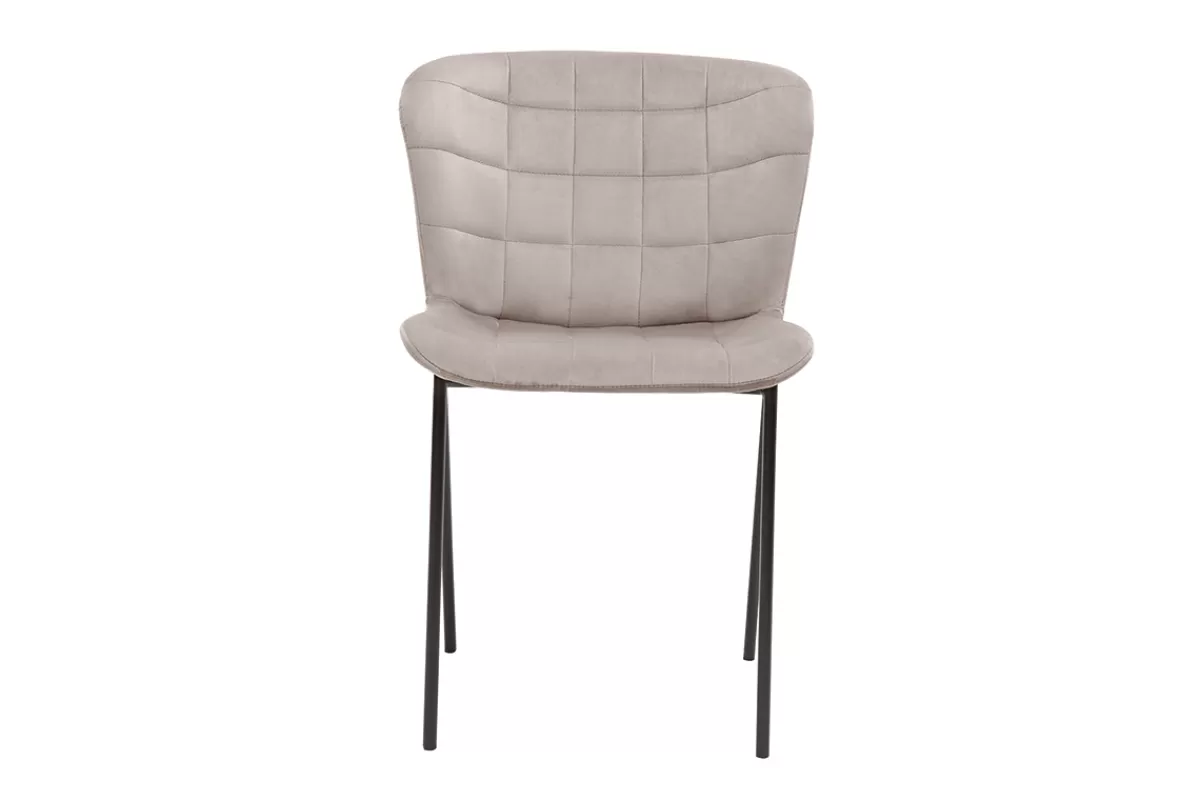 Miliboo Sillas Modernas-Set de 2 sillas de diseño de terciopelo color topo y metal negro SAIGA