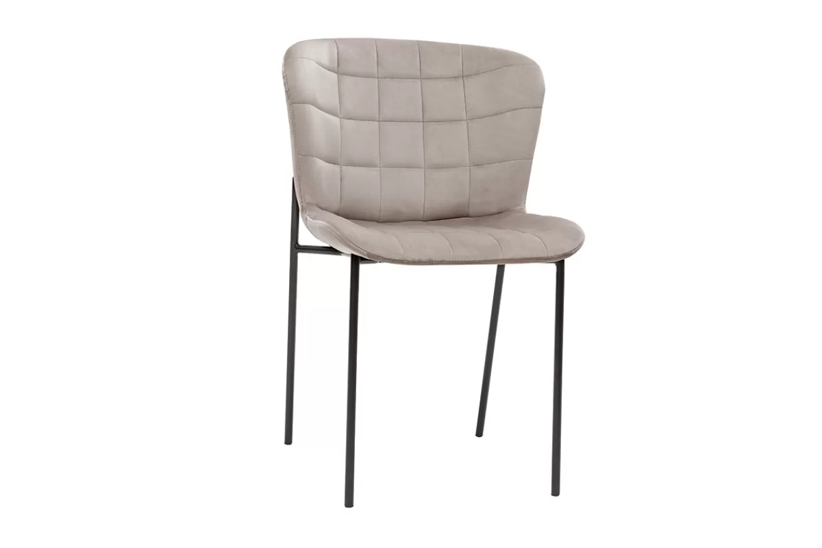 Miliboo Sillas Modernas-Set de 2 sillas de diseño de terciopelo color topo y metal negro SAIGA