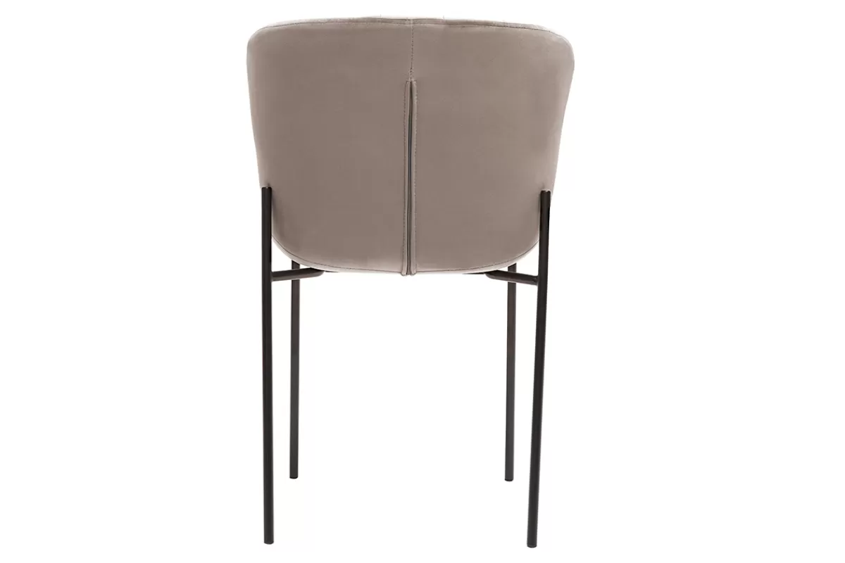 Miliboo Sillas Modernas-Set de 2 sillas de diseño de terciopelo color topo y metal negro SAIGA