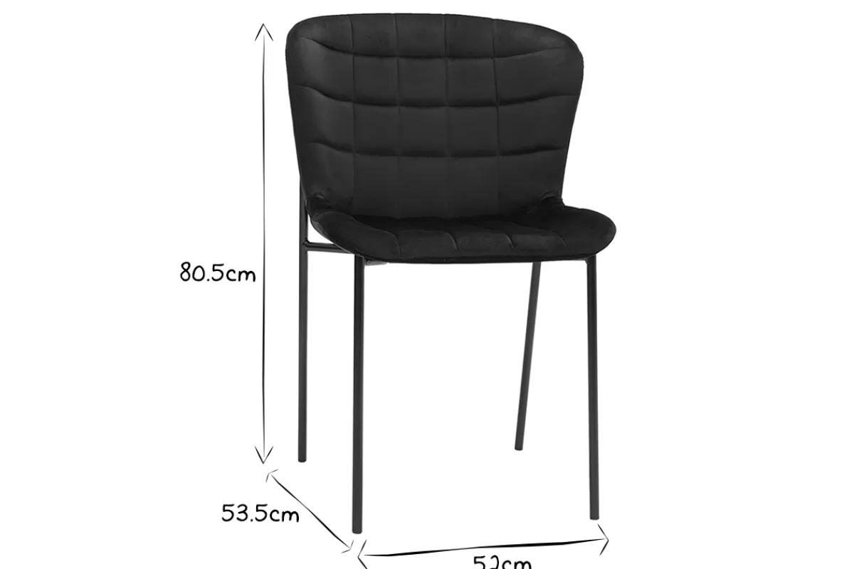 Miliboo Sillas Modernas-Set de 2 sillas de diseño de terciopelo color topo y metal negro SAIGA