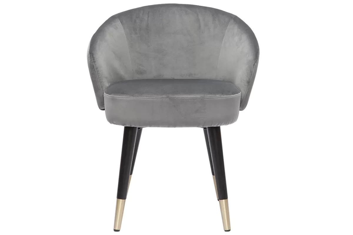 Miliboo Sillas Modernas-Set de 2 sillas de diseño de terciopelo gris y patas de metal negro BRIZO