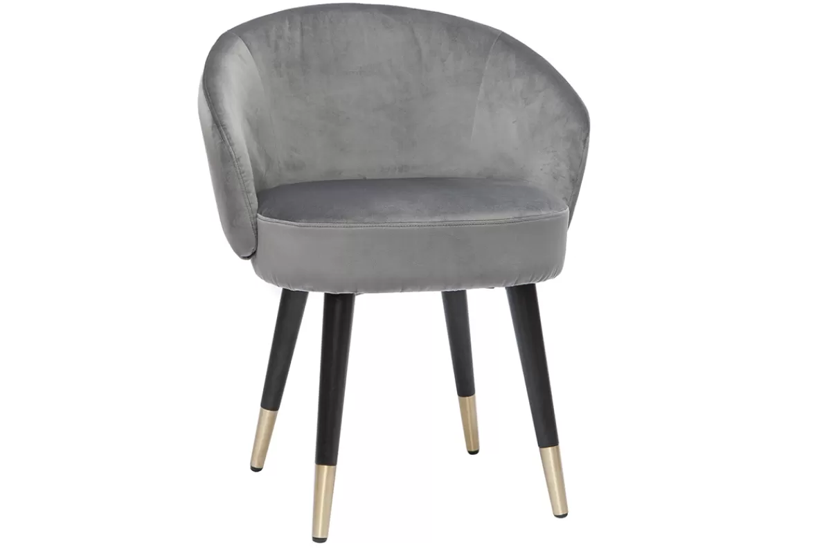 Miliboo Sillas Modernas-Set de 2 sillas de diseño de terciopelo gris y patas de metal negro BRIZO